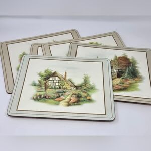 VINTAGE PIMPERNEL ENGLISH COUNTRY COTTAGES TRIVET PLACEMAT SET OF 5 ENGLAND CORK